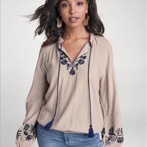 Embroidered Taupe Boho Top | Venus